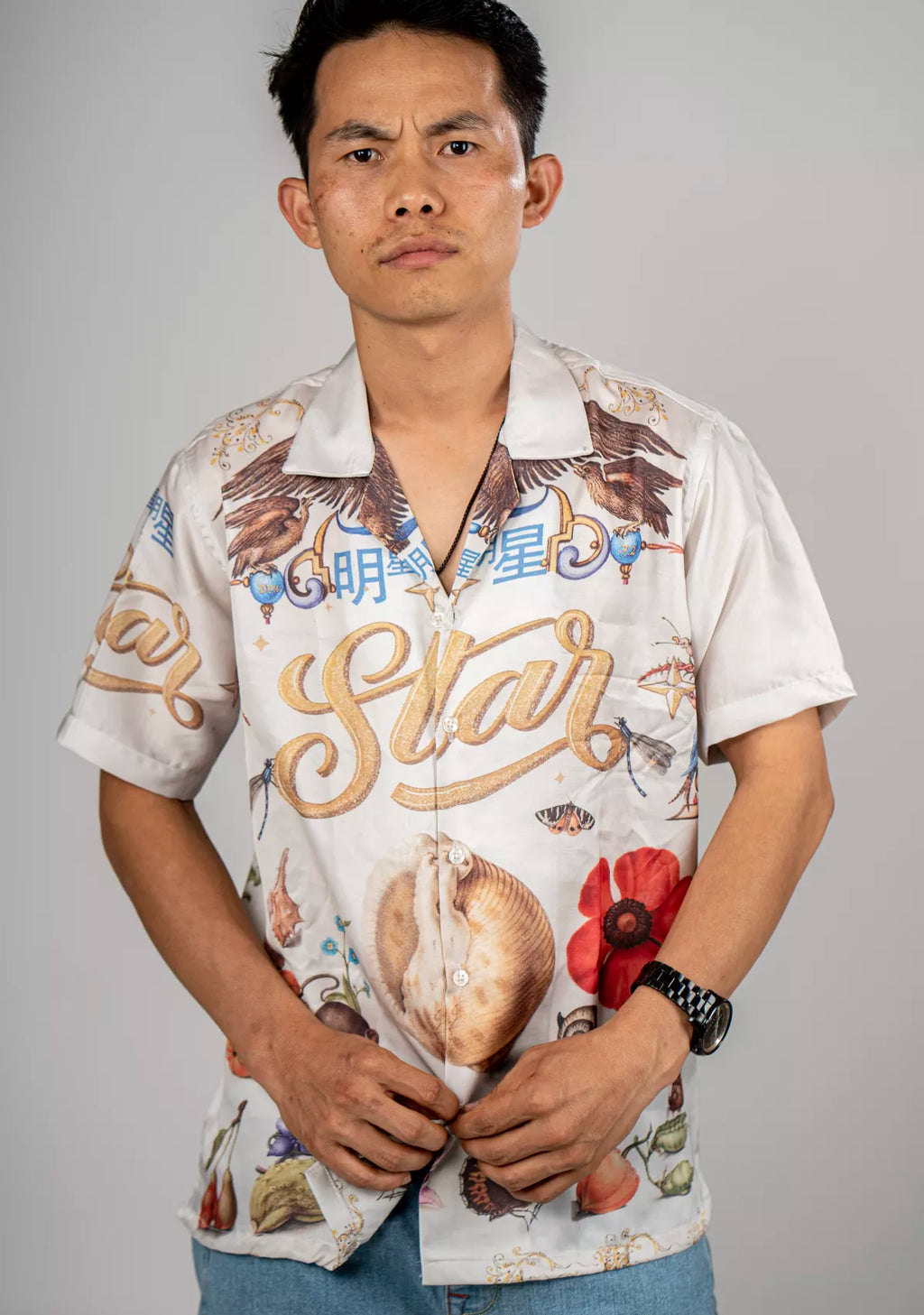 STAR SATIN OFFWHITE SHIRT